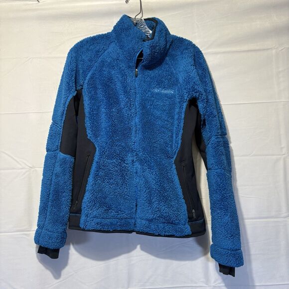 Columbia Blue Fuzzy Fleece Full Zip Jacket Athletic Casual Women’s M - Picture 1 of 6